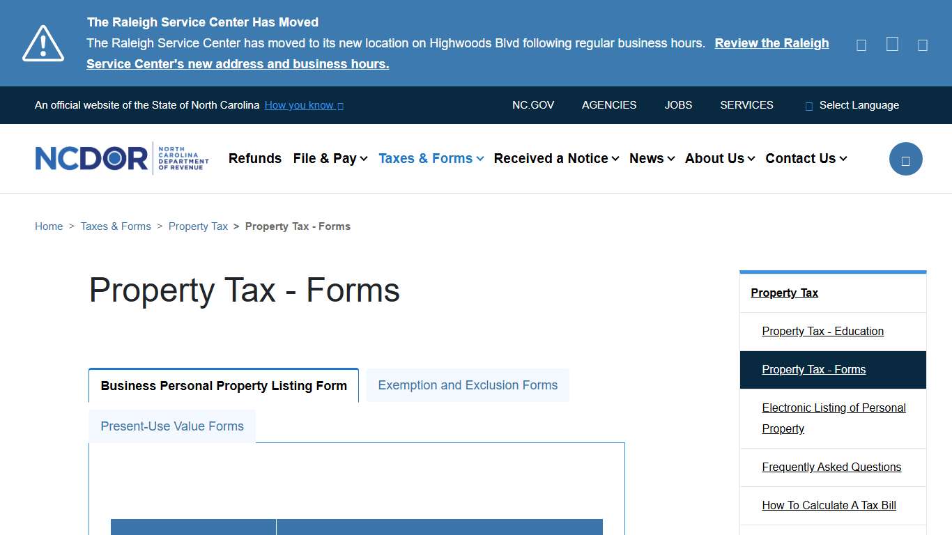 Property Tax - Forms | NCDOR